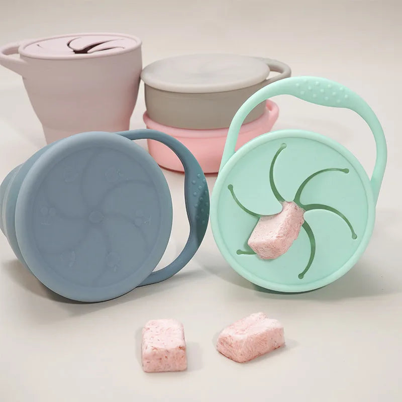 Silicone Baby Snack Cup with Lid, BPA-free safe container for 0-2 years, unisex