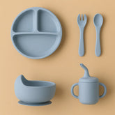 5pcs Silicone Baby Feeding Set, BPA-free tableware for 6M-3Y, unisex