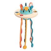 OLOEY Montessori UFO Pull String Silicone Teether, BPA-free sensory toy for 1-3 years, unisex