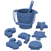 8pcs Silicone Beach Toy Set, non-toxic bucket and molds for 3-12 years, unisex