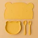 4pcs Silicone Baby Feeding Set, Cartoon BPA-free tableware for 6M-3Y, unisex