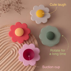 Spinner Silicone Baby Teether, BPA-free sensory toy for 3-12M, unisex