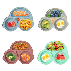 Car-Shaped Silicone Baby Suction Dining Plate, BPA-free safe dish for 0-2 years, unisex
