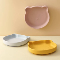 Bear-Shaped Silicone Baby Suction Plate, BPA-free safe plate for 6M-3Y, unisex
