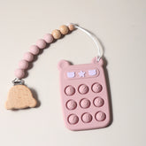 Phone Press Silicone Baby Teether, BPA-free safe toy with pacifier clip for 3-12 months, unisex