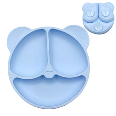 Bear-Shaped Silicone Baby Suction Dining Plate, BPA-free safe dish for 0-2 years, unisex