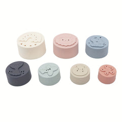 7pcs Silicone Rainbow Stacking Cups, safe sensory toy for 0-3 years, unisex