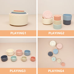 7pcs Silicone Rainbow Stacking Cups, safe sensory toy for 0-3 years, unisex