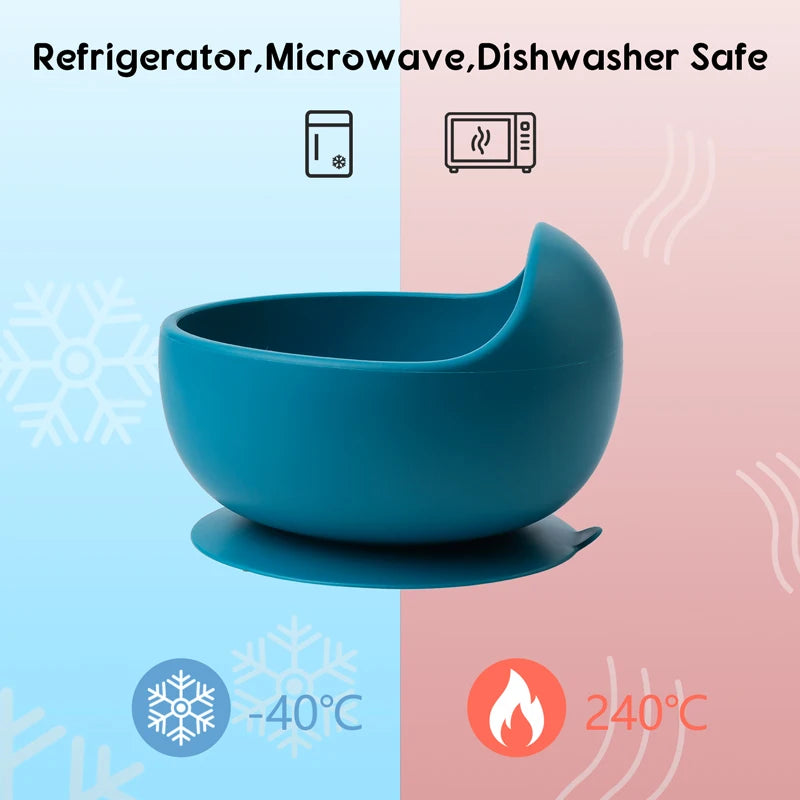 2pcs Silicone Baby Suction Bowl Set, BPA-free safe bowls for 6M-3Y, unisex