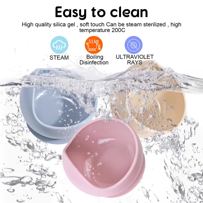 2pcs Silicone Baby Suction Bowl Set, BPA-free safe bowls for 6M-3Y, unisex