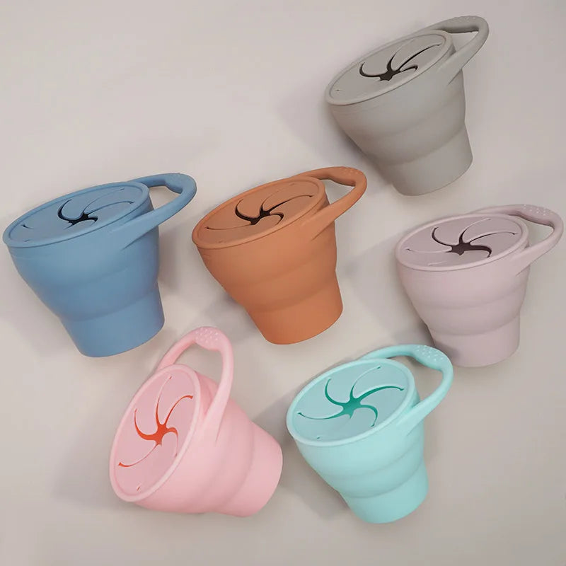 Silicone Baby Snack Cup with Lid, BPA-free safe container for 0-2 years, unisex