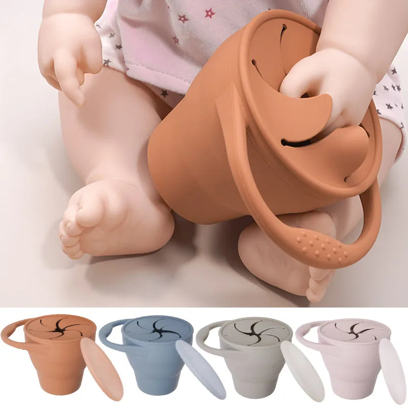 Silicone Baby Snack Cup with Lid, BPA-free safe container for 0-2 years, unisex