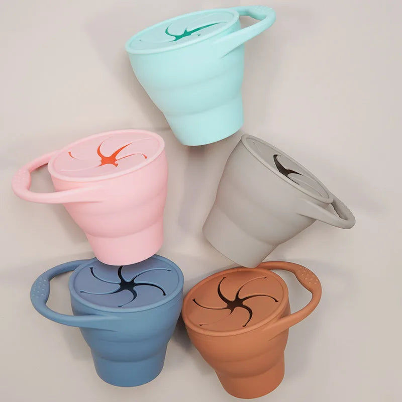 Silicone Baby Snack Cup with Lid, BPA-free safe container for 0-2 years, unisex