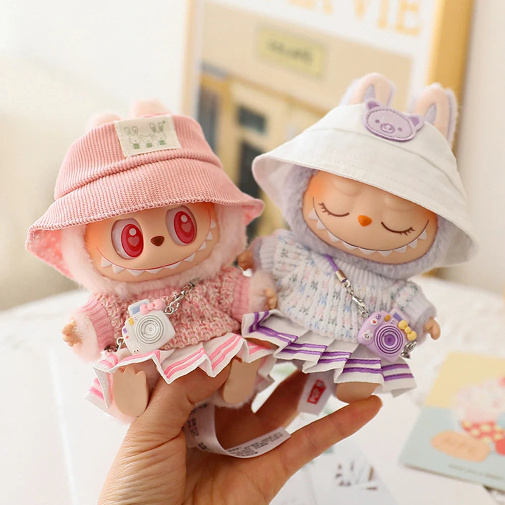 Labubu Sitting Party Outfit, Unisex JK Skirt Set for 17cm Doll