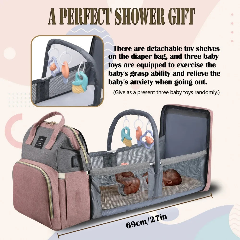 Waterproof Nylon Diaper Bag with Portable Crib UK