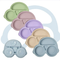 Car-Shaped Silicone Baby Suction Dining Plate, BPA-free safe dish for 0-2 years, unisex