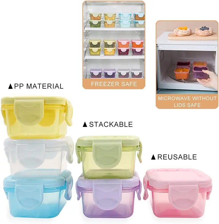 4pcs Mini Leakproof Food Containers, 60ml safe airtight storage, multicolor, unisex
