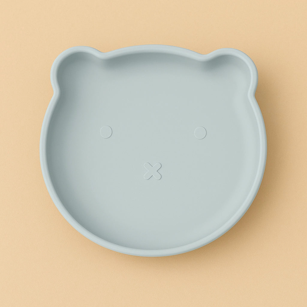 Bear-Shaped Silicone Baby Suction Plate, BPA-free safe plate for 6M-3Y, unisex