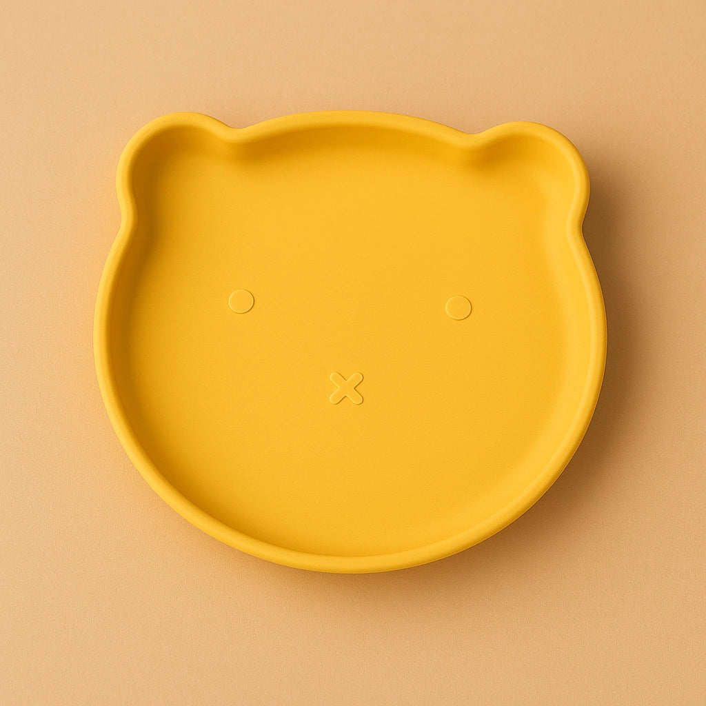 Bear-Shaped Silicone Baby Suction Plate, BPA-free safe plate for 6M-3Y, unisex