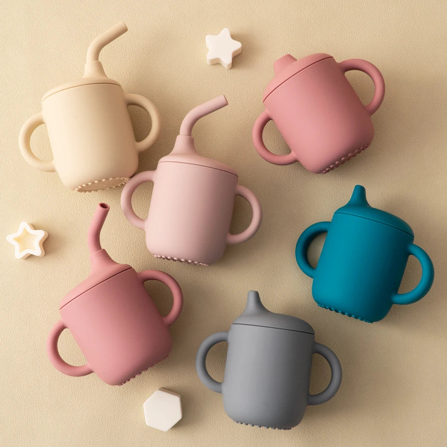 2-in-1 Silicone Baby Straw & Snack Cup, BPA-free safe drinkware for 0-2 years, unisex