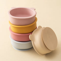 Bear-Shaped Silicone Baby Suction Bowl, BPA-free safe bowl for 6M-3Y, unisex