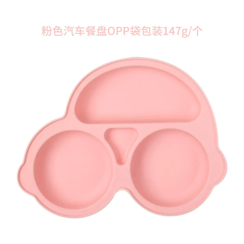 Car-Shaped Silicone Baby Suction Dining Plate, BPA-free safe dish for 0-2 years, unisex