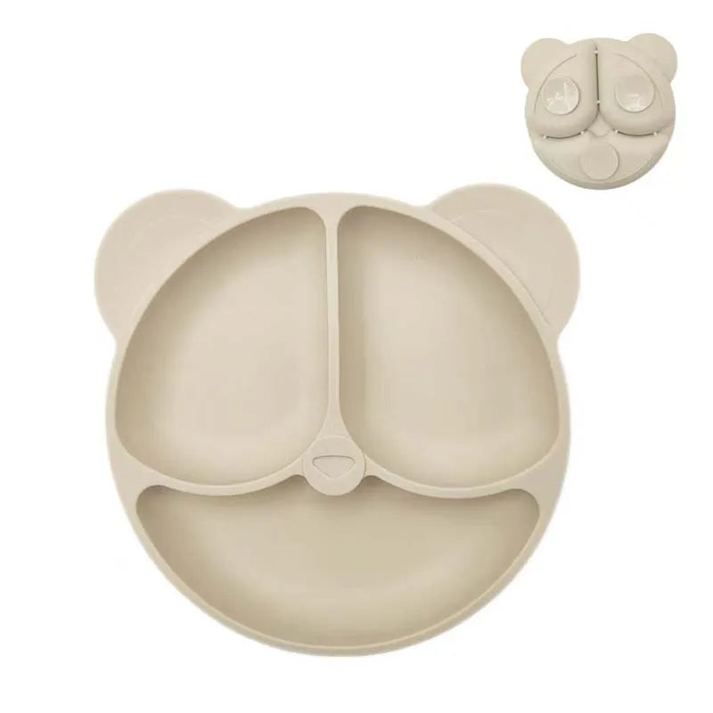 Bear-Shaped Silicone Baby Suction Dining Plate, BPA-free safe dish for 0-2 years, unisex