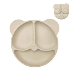 Bear-Shaped Silicone Baby Suction Dining Plate, BPA-free safe dish for 0-2 years, unisex