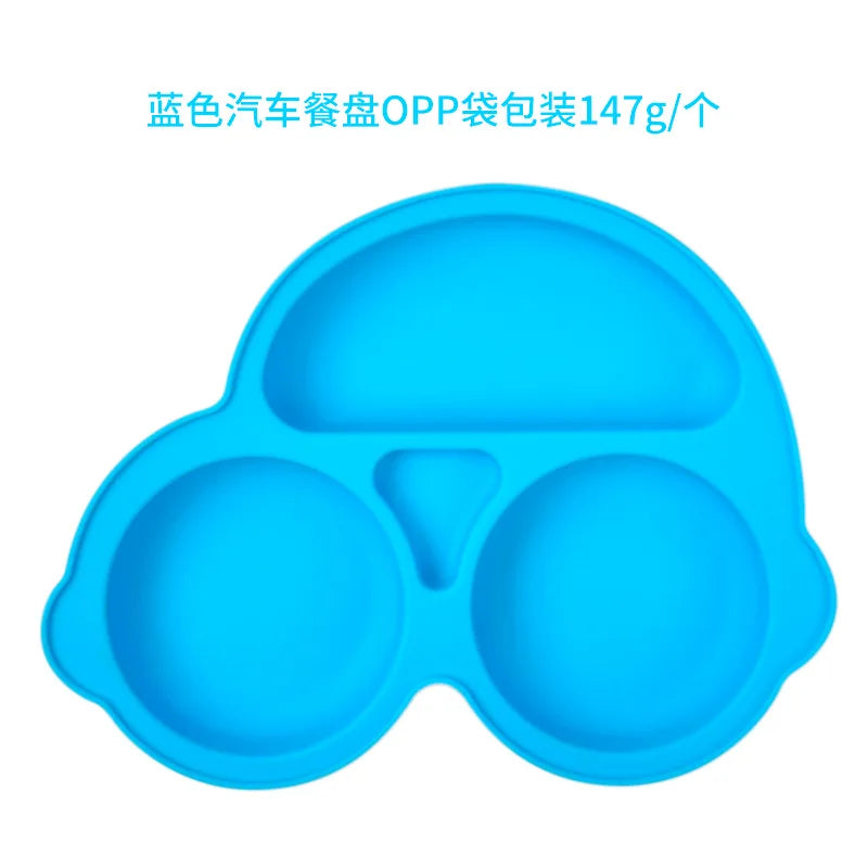 Car-Shaped Silicone Baby Suction Dining Plate, BPA-free safe dish for 0-2 years, unisex