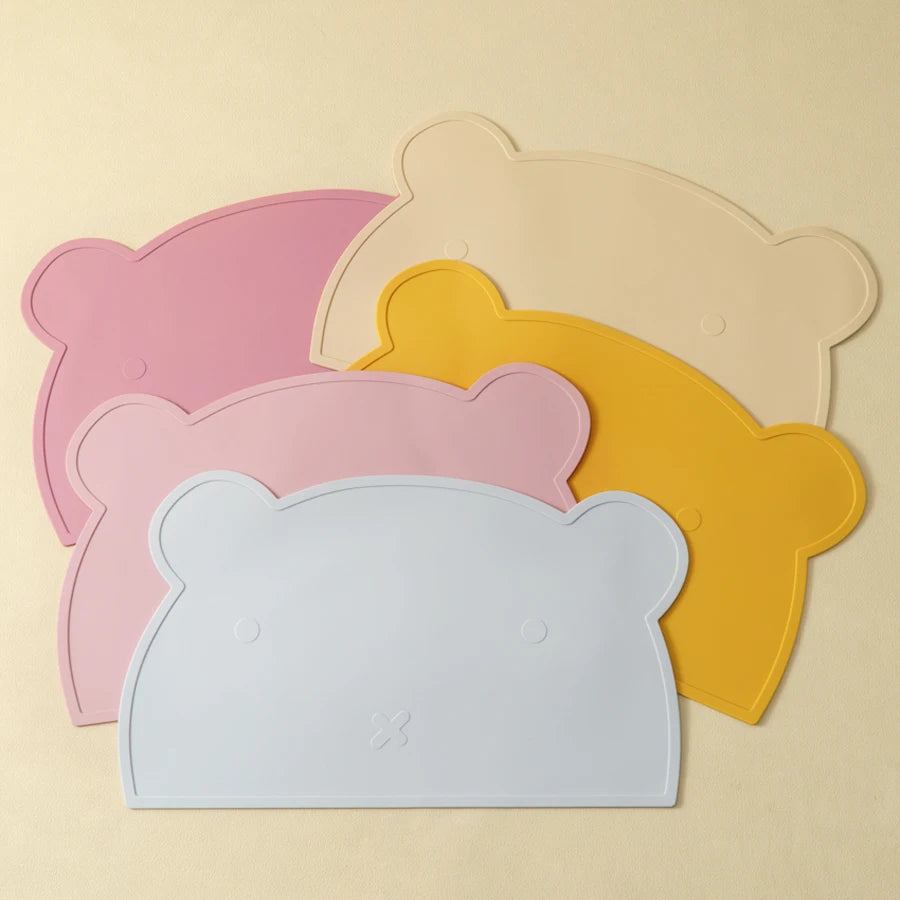 Bear-Shaped Silicone Baby Placemat, BPA-free waterproof mat for 6M-3Y, unisex