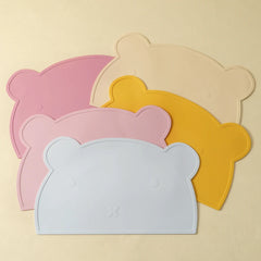 Bear-Shaped Silicone Baby Placemat, BPA-free waterproof mat for 6M-3Y, unisex