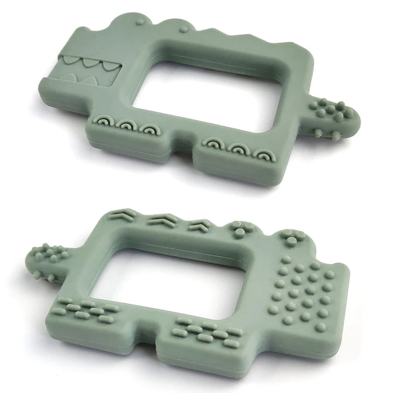 Govinto Crocodile Silicone Teether, BPA-free textured toy with suction cup for 0-2 years, unisex