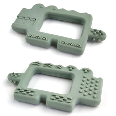 Govinto Crocodile Silicone Teether, BPA-free textured toy with suction cup for 0-2 years, unisex