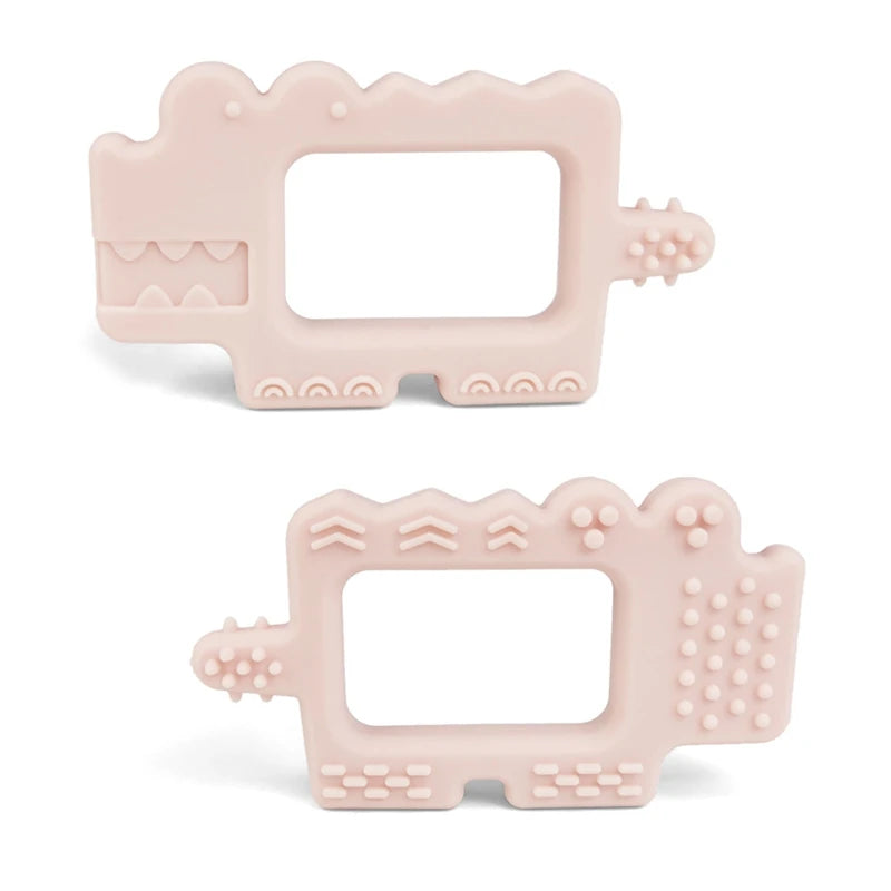 Govinto Crocodile Silicone Teether, BPA-free textured toy with suction cup for 0-2 years, unisex