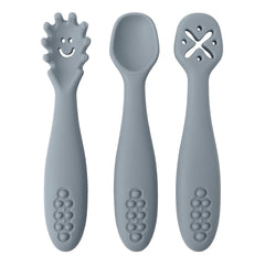 3pcs Silicone Baby Learning Spoons, BPA-free safe utensils for 0-2 years, unisex