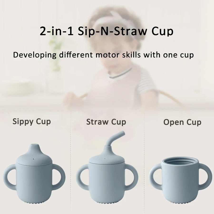 2-in-1 Silicone Baby Straw & Snack Cup, BPA-free safe drinkware for 0-2 years, unisex