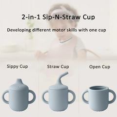 2-in-1 Silicone Baby Straw & Snack Cup, BPA-free safe drinkware for 0-2 years, unisex