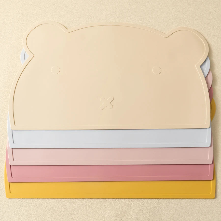 Bear-Shaped Silicone Baby Placemat, BPA-free waterproof mat for 6M-3Y, unisex