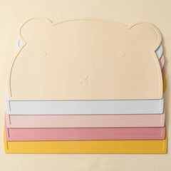 Bear-Shaped Silicone Baby Placemat, BPA-free waterproof mat for 6M-3Y, unisex