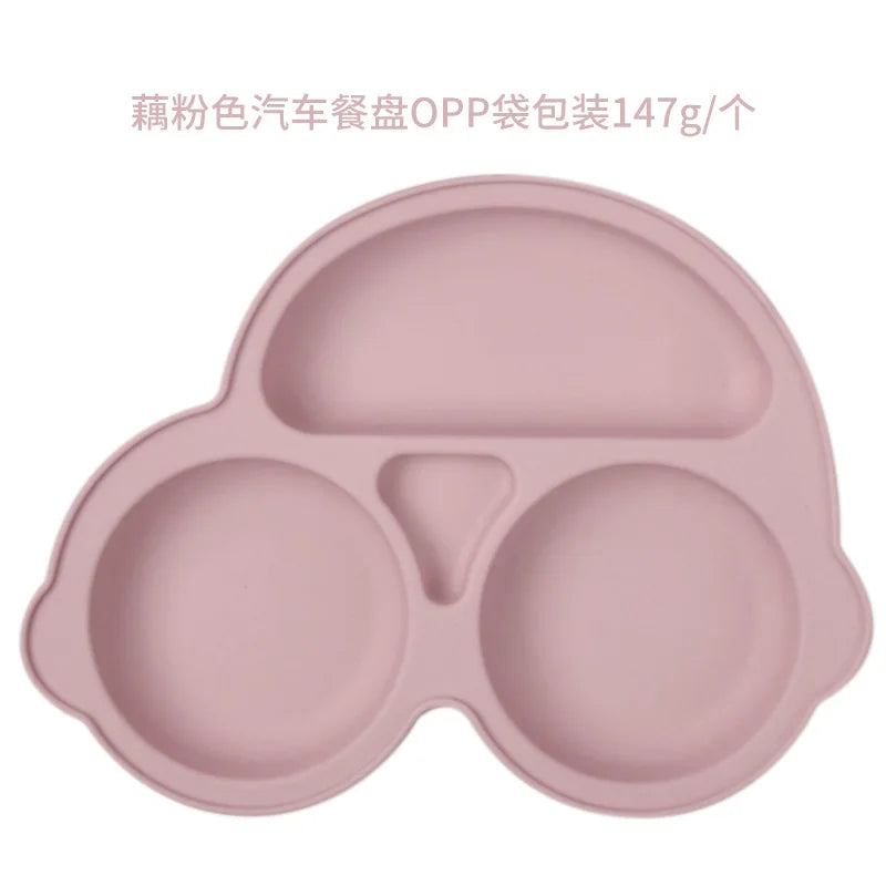 Car-Shaped Silicone Baby Suction Dining Plate, BPA-free safe dish for 0-2 years, unisex