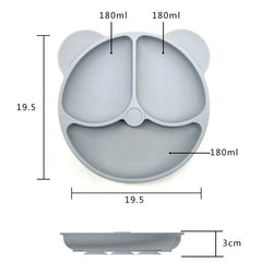 Bear-Shaped Silicone Baby Suction Dining Plate, BPA-free safe dish for 0-2 years, unisex