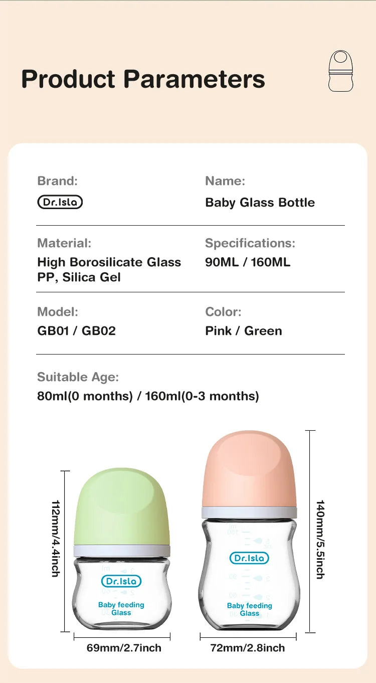 Anti-Flatulence Glass Baby Bottle for Newborns at Govinto UK