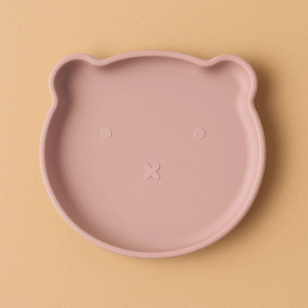Bear-Shaped Silicone Baby Suction Plate, BPA-free safe plate for 6M-3Y, unisex