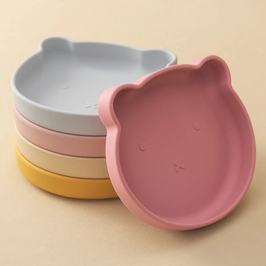 Bear-Shaped Silicone Baby Suction Plate, BPA-free safe plate for 6M-3Y, unisex