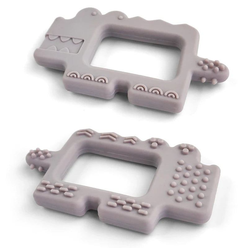Govinto Crocodile Silicone Teether, BPA-free textured toy with suction cup for 0-2 years, unisex