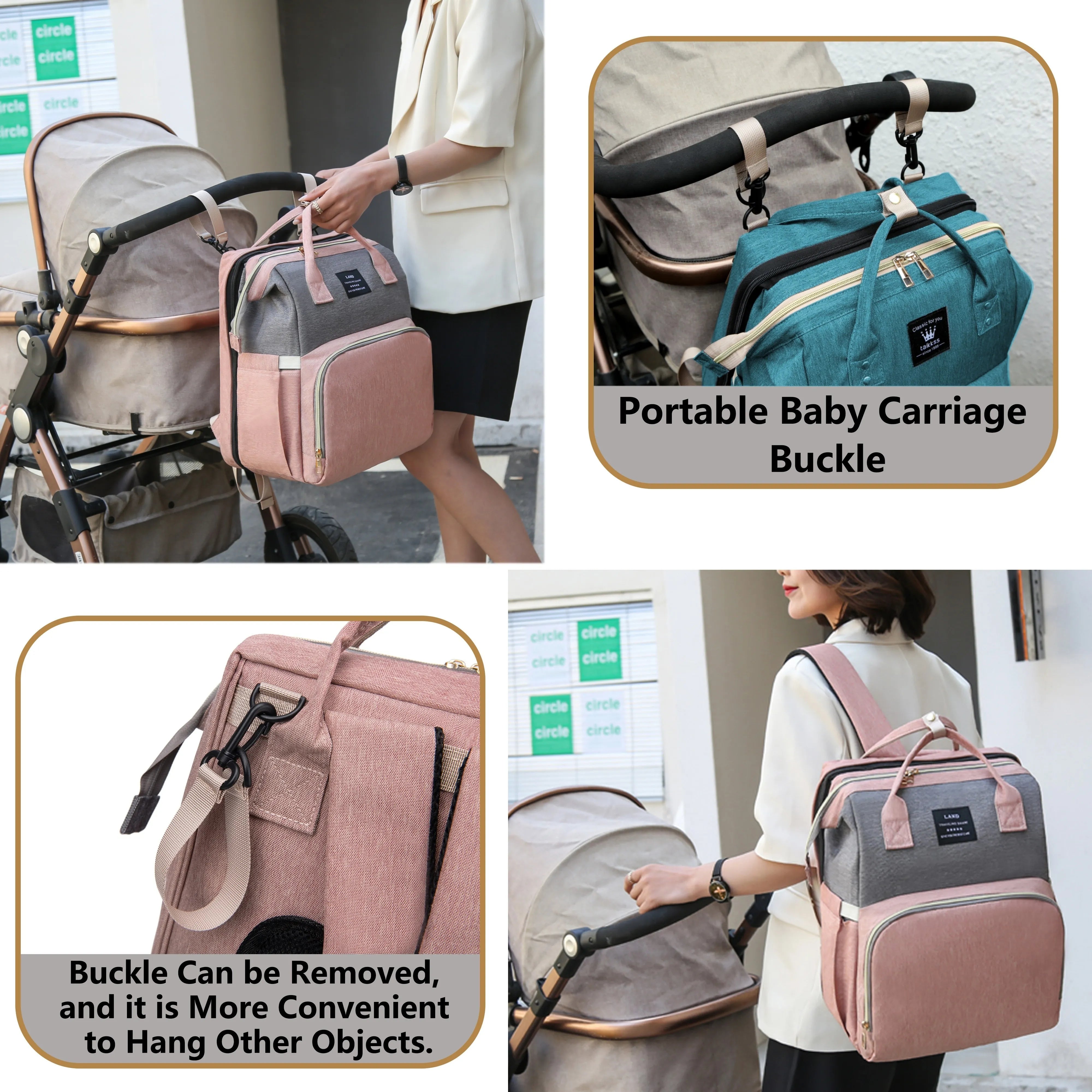 Waterproof Nylon Diaper Bag with Portable Crib UK