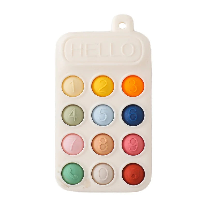 Govinto Clicky Phone Pal Silicone Teether, BPA-free textured toy for 3+ years, unisex