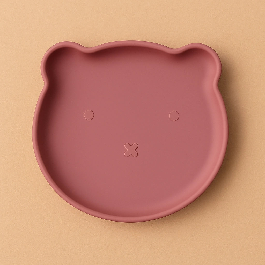 Bear-Shaped Silicone Baby Suction Plate, BPA-free safe plate for 6M-3Y, unisex