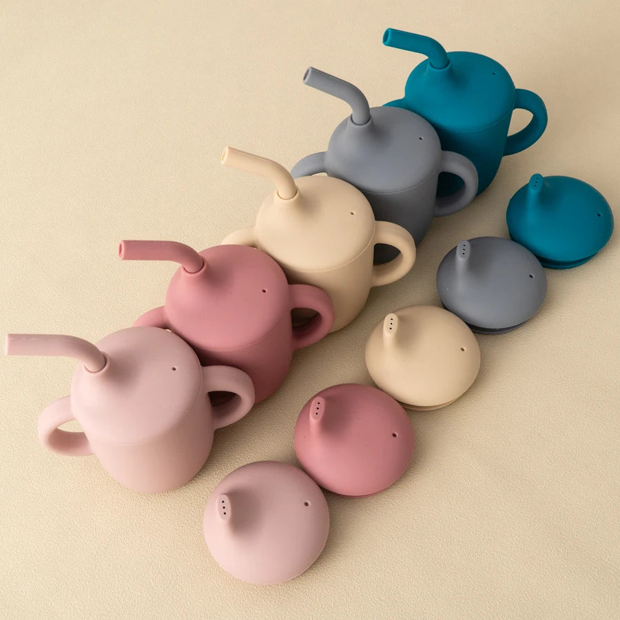 2-in-1 Silicone Baby Straw & Snack Cup, BPA-free safe drinkware for 0-2 years, unisex