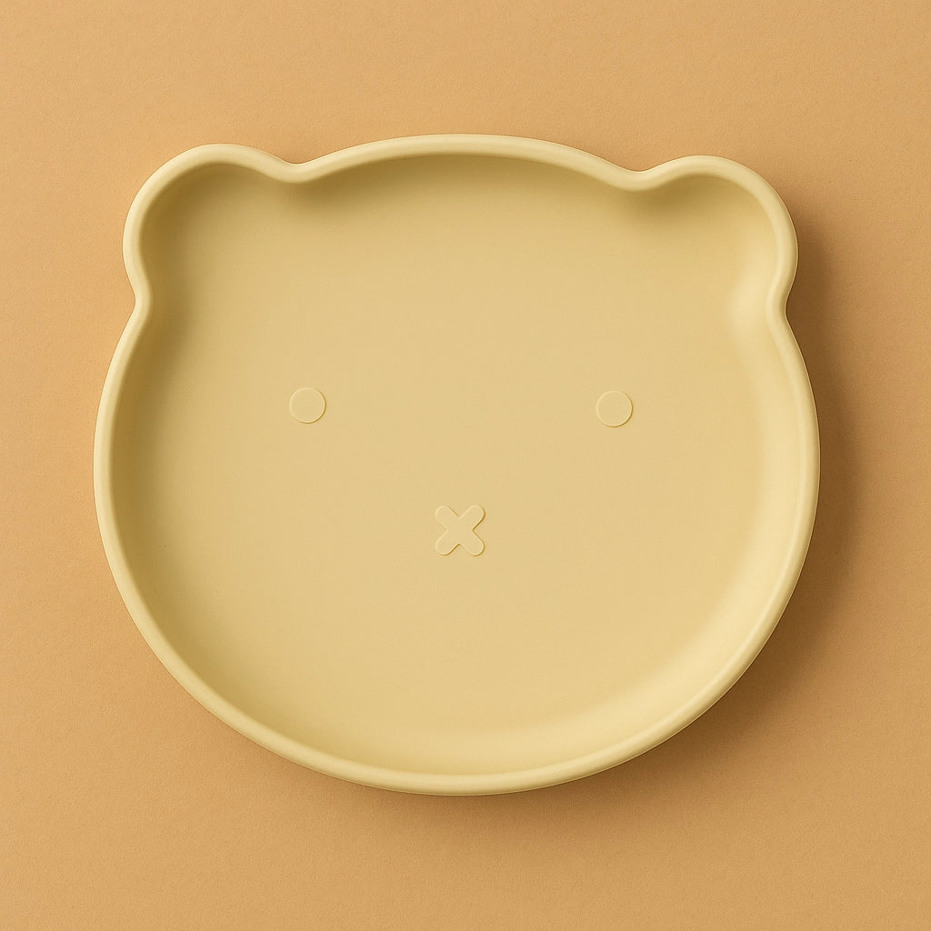 Bear-Shaped Silicone Baby Suction Plate, BPA-free safe plate for 6M-3Y, unisex